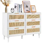VEVOR 6 drawer rattan dresser front view
