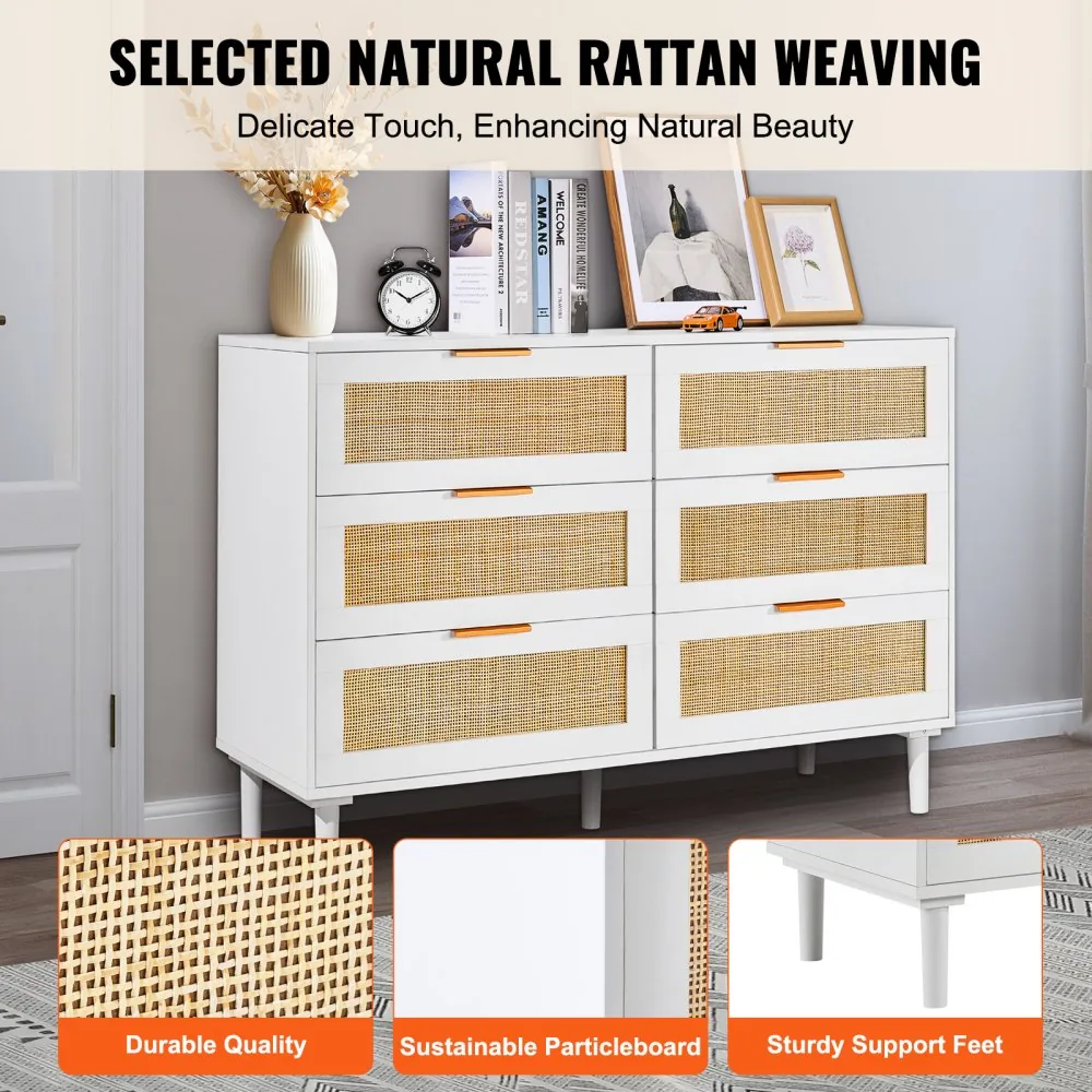 VEVOR rattan chest of drawers metal sliders
