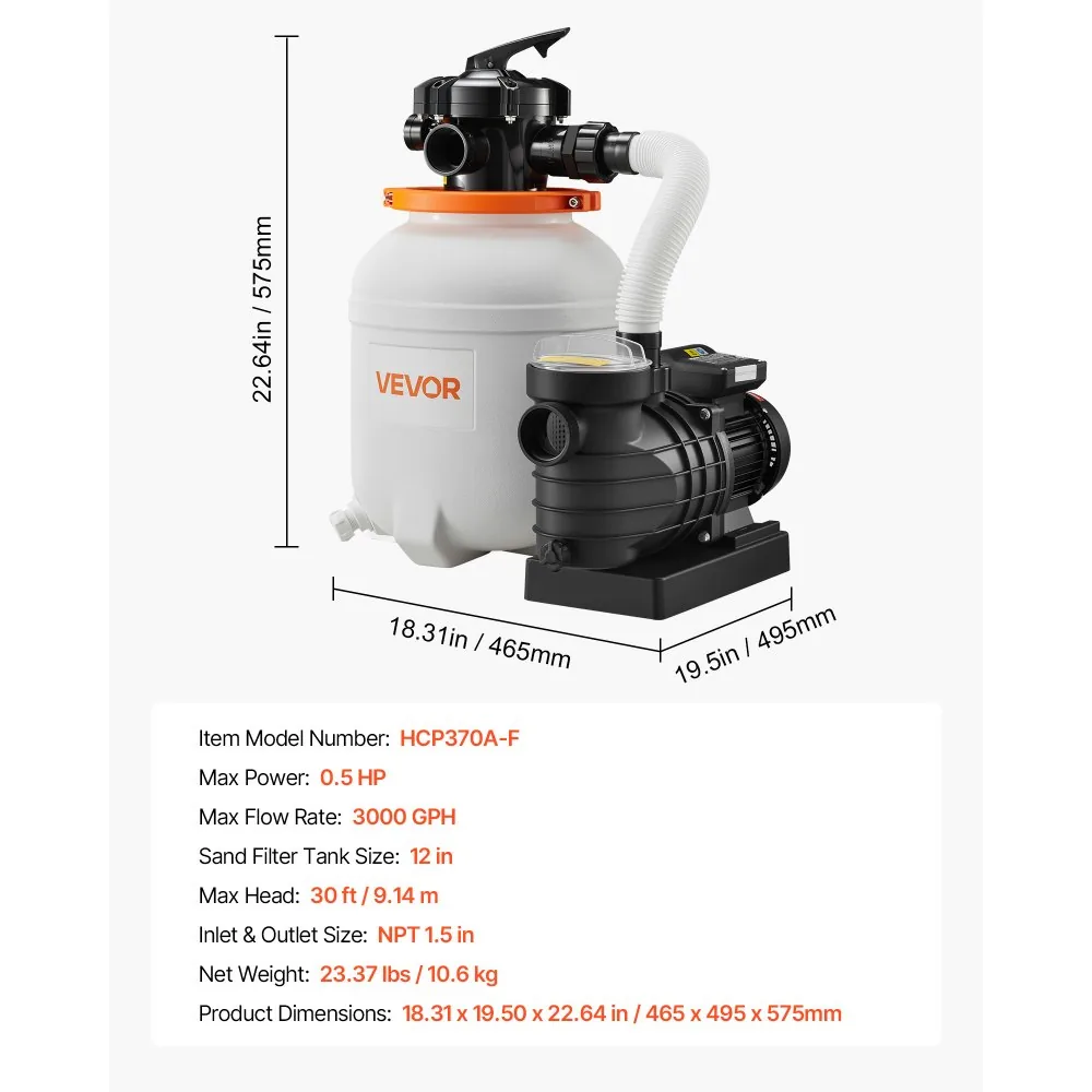 VEVOR sand filter pump box contents