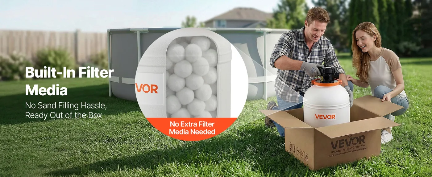 VEVOR 14 in Sand Filter Pump 0.75 HP 3500 GPH for Pool Long-Term Use