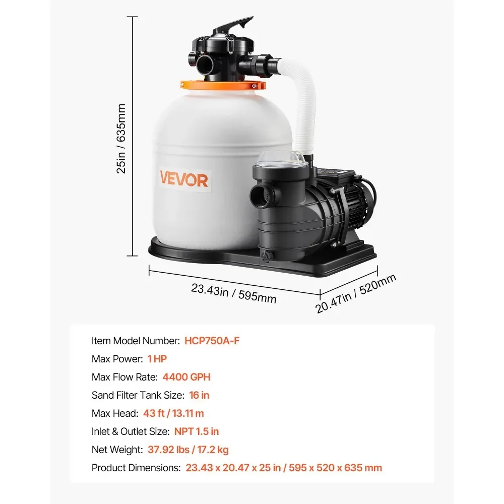 VEVOR sand filter pump box contents