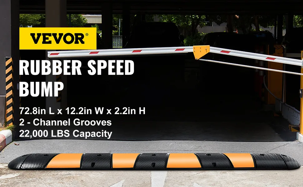 VEVOR Rubber Traffic Calming Device 72.8x12.2x2.2 in 2 Chann overview