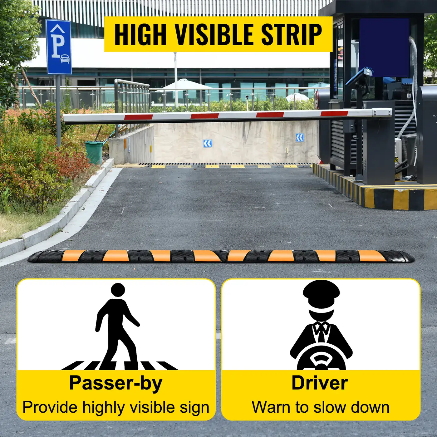 VEVOR Rubber Traffic Calming Device 72.8x12.2x2.2 in 2 Chann feature 5