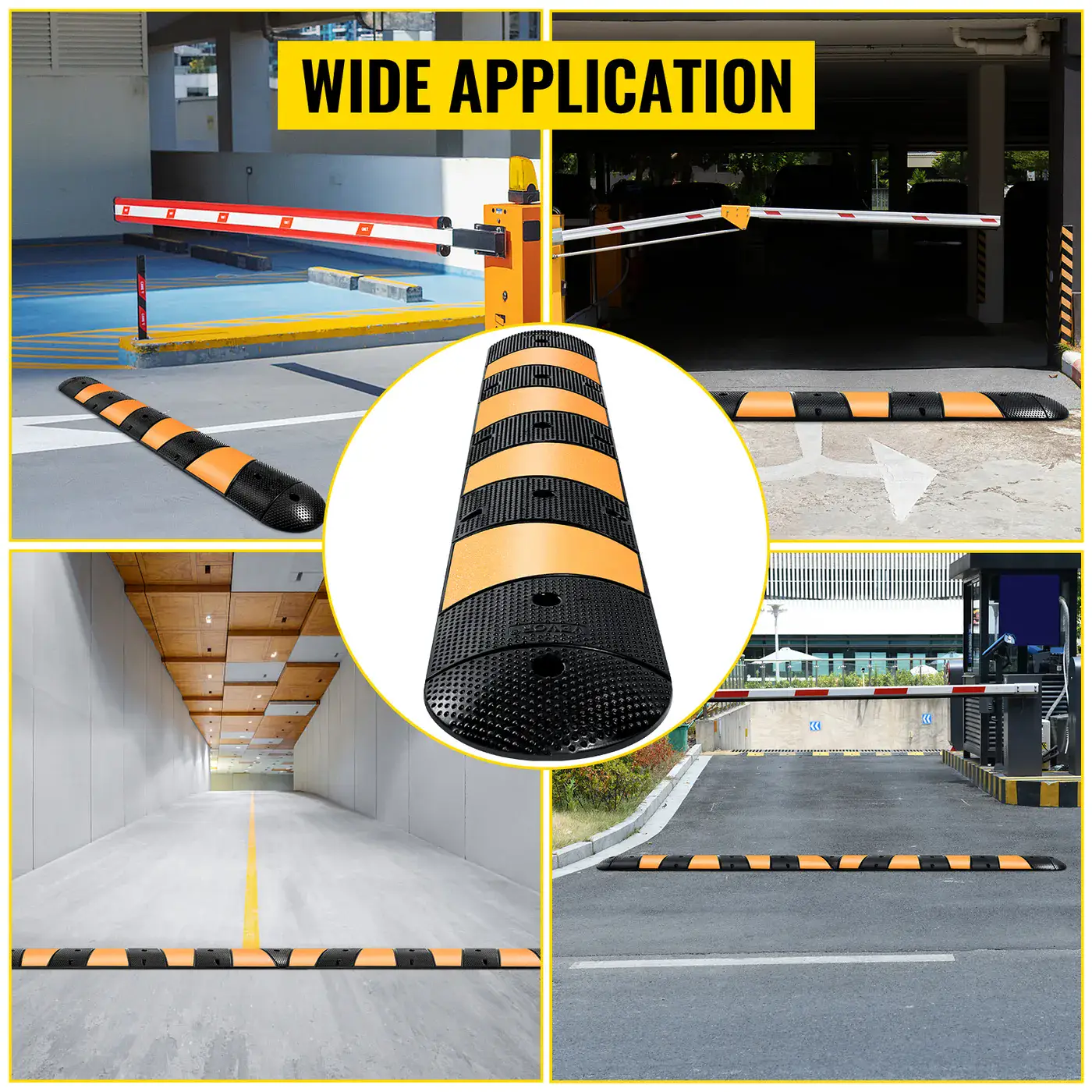 VEVOR Rubber Traffic Calming Device 72.8x12.2x2.2 in 2 Chann feature 7