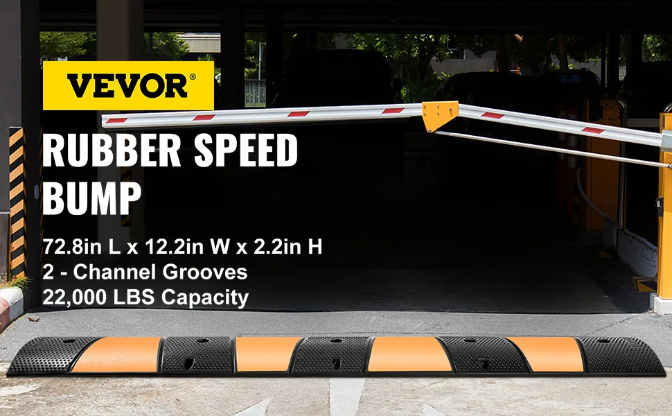 VEVOR Rubber Speed Bump 72.8x12.2x2.4 in 2 Channels 1 Pack overview