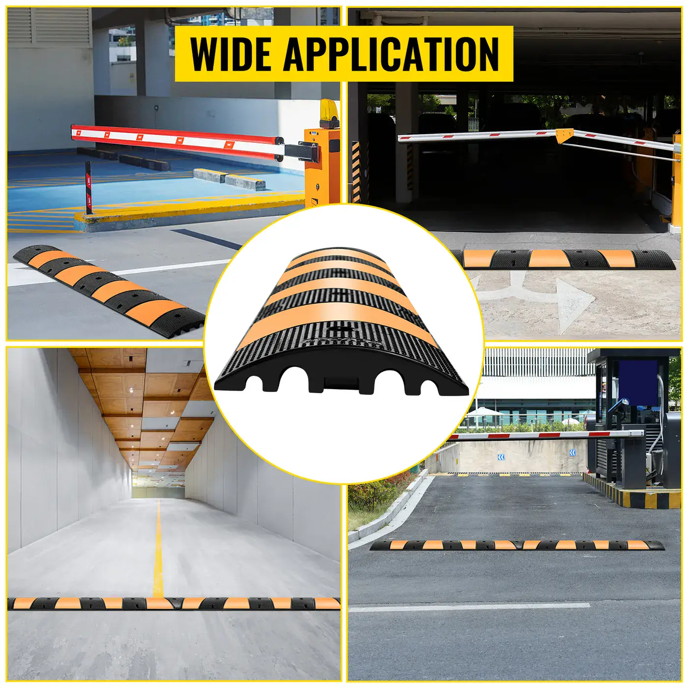 VEVOR Rubber Speed Bump 72.8x12.2x2.4 in 2 Channels 1 Pack feature 7