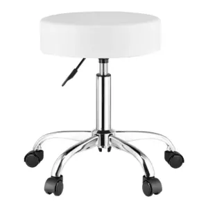 VEVOR Rolling Stool with Wheels 450 LBS White Adjustable front view