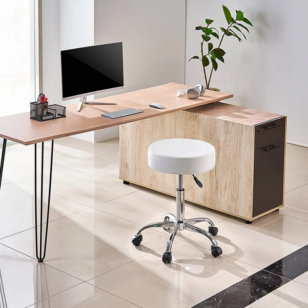 VEVOR Rolling Stool with Wheels 450 LBS White Adjustable installation