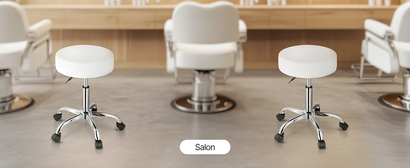 VEVOR Rolling Stool with Wheels 450 LBS White Adjustable Salon