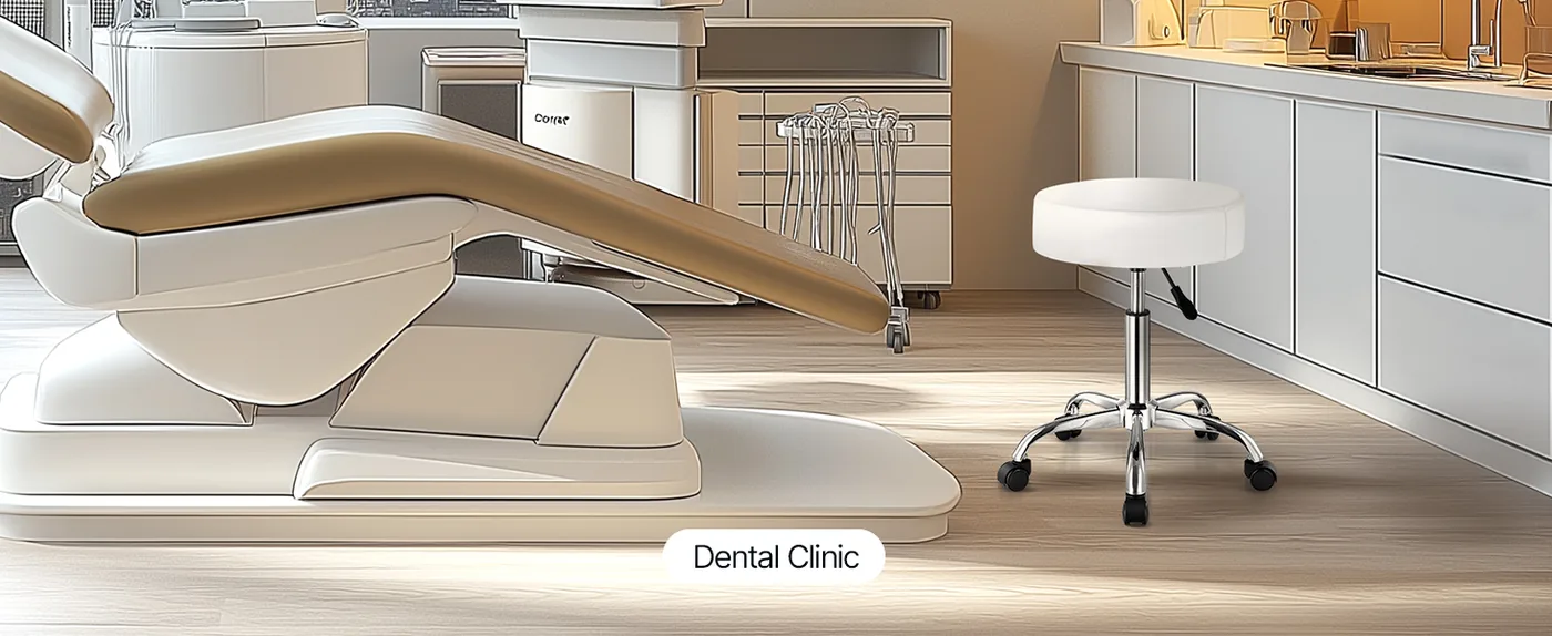 VEVOR Rolling Stool with Wheels 450 LBS White Adjustable Dental Clinic