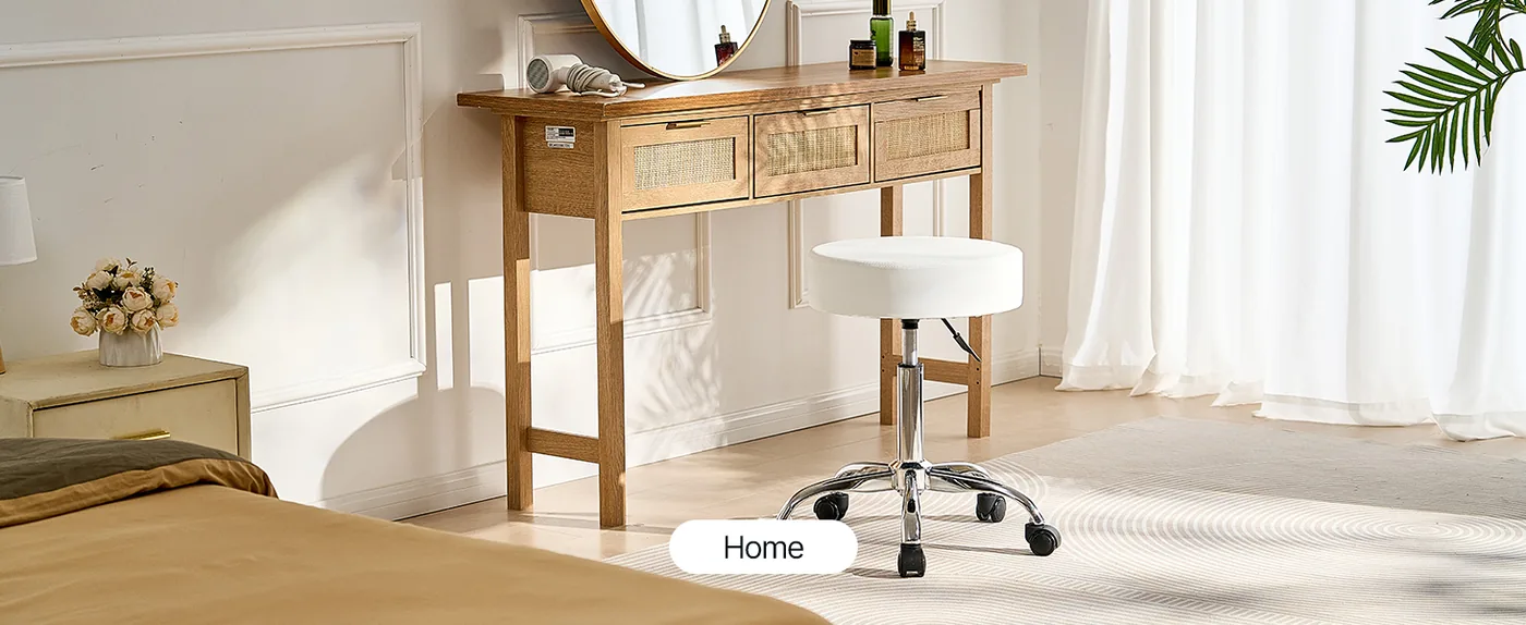 VEVOR Rolling Stool with Wheels 450 LBS White Adjustable Home