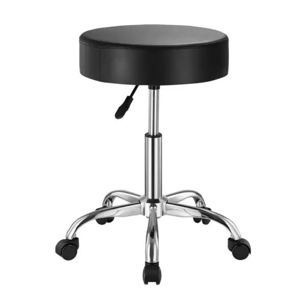 VEVOR Black Rolling Stool with Wheels 450 LBS Adjustable front view