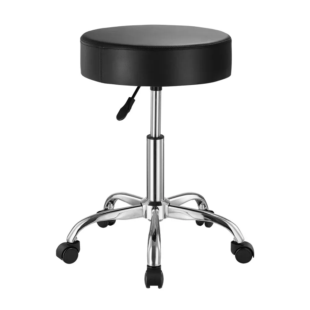 VEVOR Black Rolling Stool with Wheels 450 LBS Adjustable front view