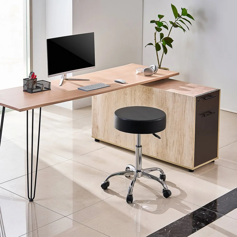 VEVOR Black Rolling Stool with Wheels 450 LBS Adjustable installation