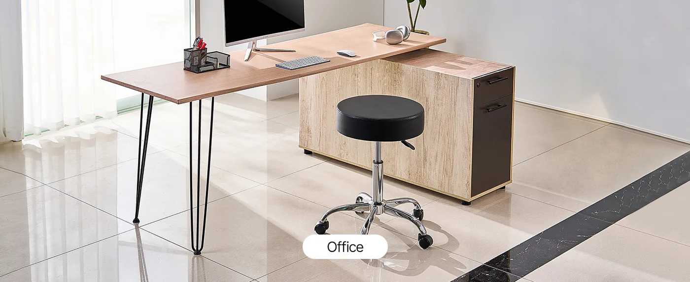 VEVOR Black Rolling Stool with Wheels 450 LBS Adjustable Office