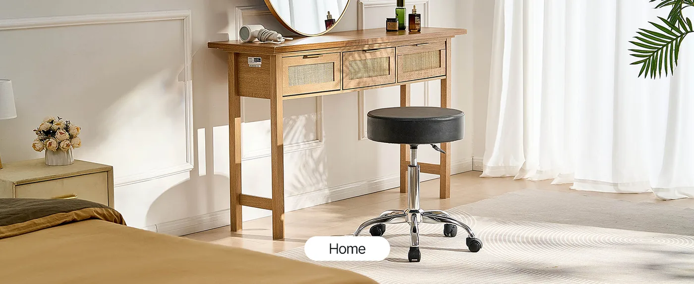 VEVOR Black Rolling Stool with Wheels 450 LBS Adjustable Home