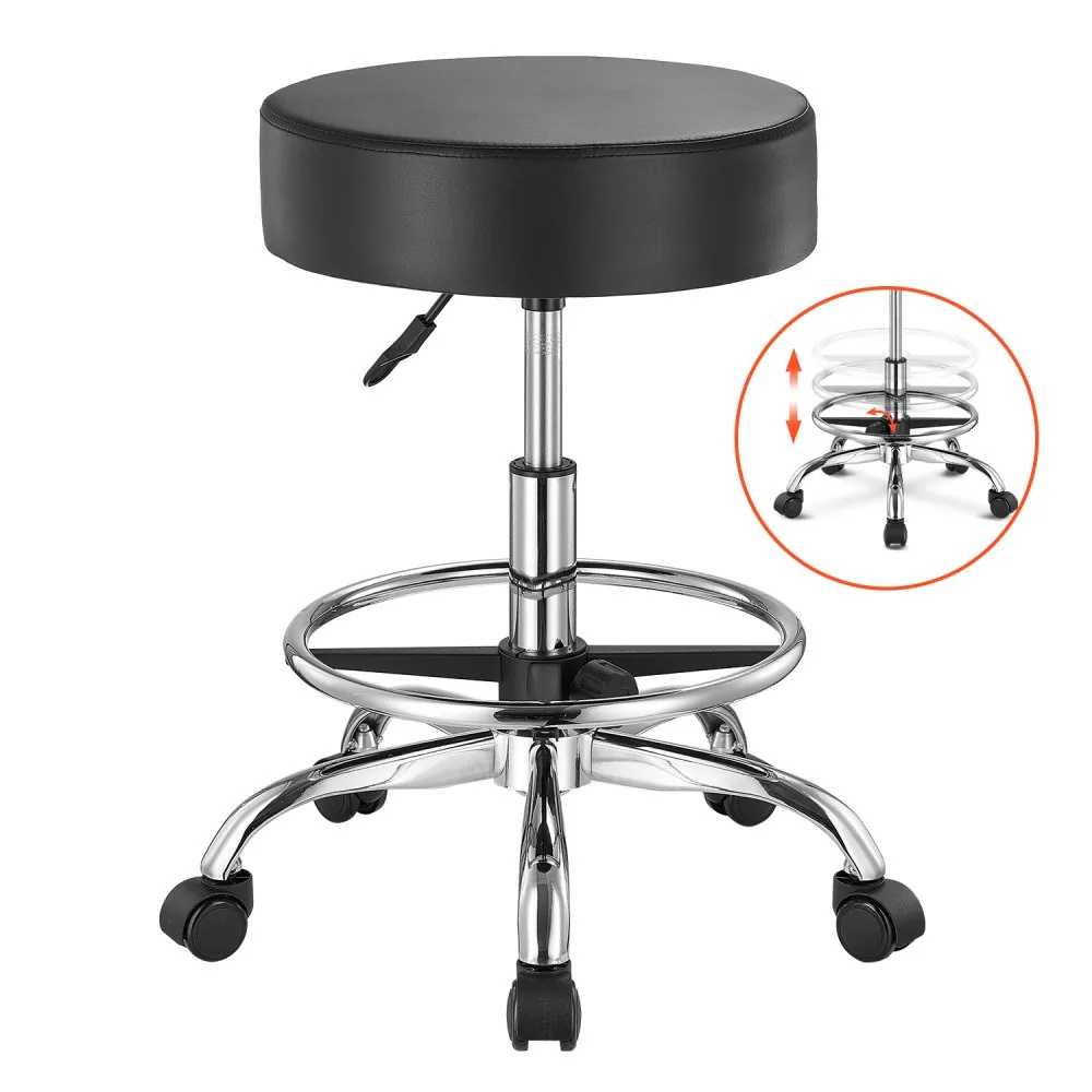 VEVOR Rolling Stool with Foot Rest 450 LBS Height Adjustable front view