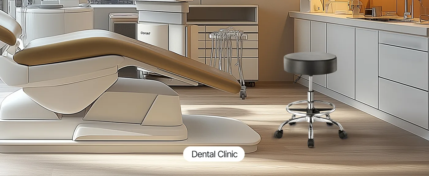 VEVOR Rolling Stool with Foot Rest 450 LBS Height Adjustable Dental Clinic