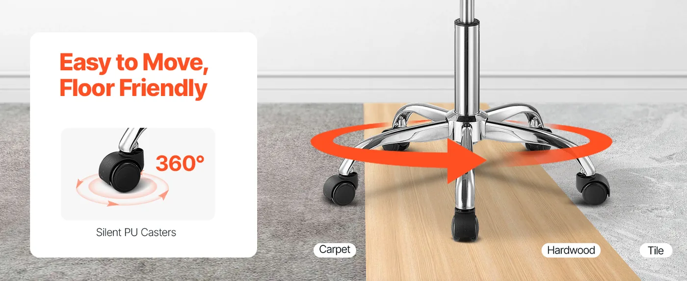 VEVOR Rolling Stool with Back Support 450 LBS Adjustable Easy to Move