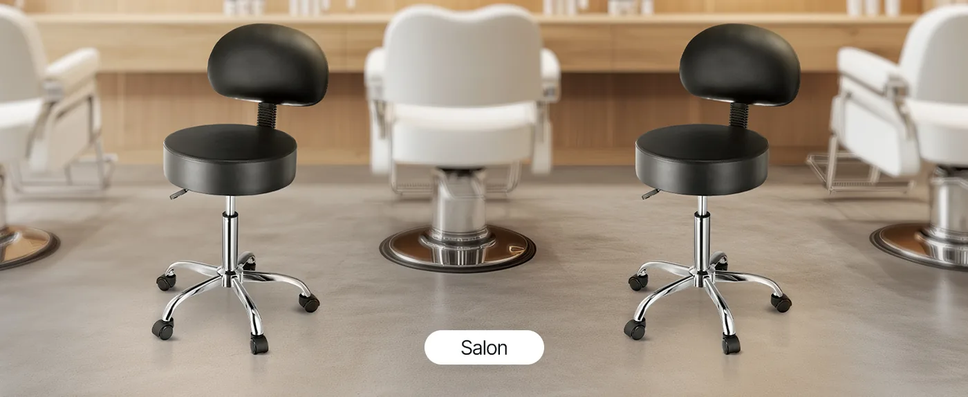 VEVOR Rolling Stool with Back Support 450 LBS Adjustable Salon