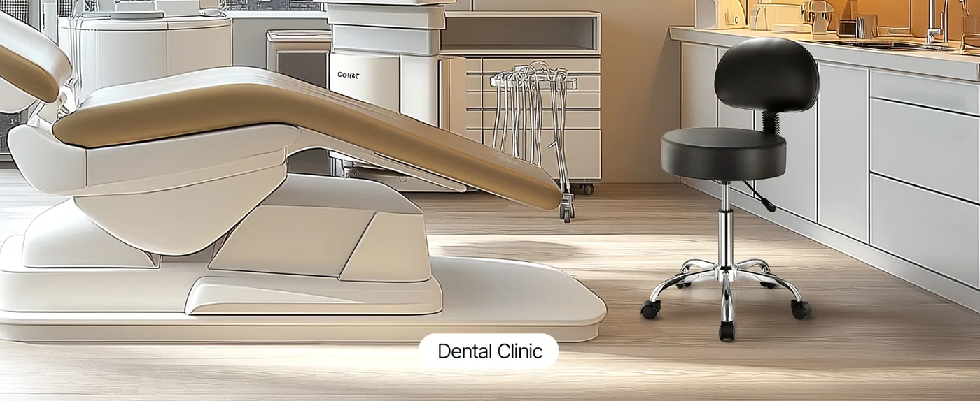 VEVOR Rolling Stool with Back Support 450 LBS Adjustable Dental Clinic