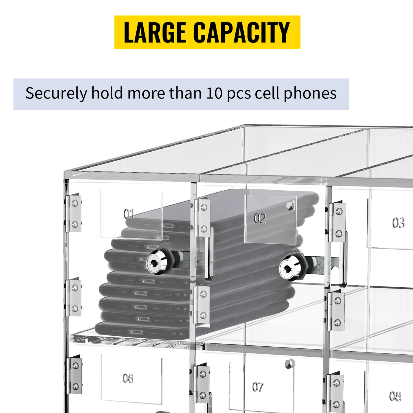 VEVOR Cell Phone Storage Locker 10 Slots with Keys individual locks detail 4