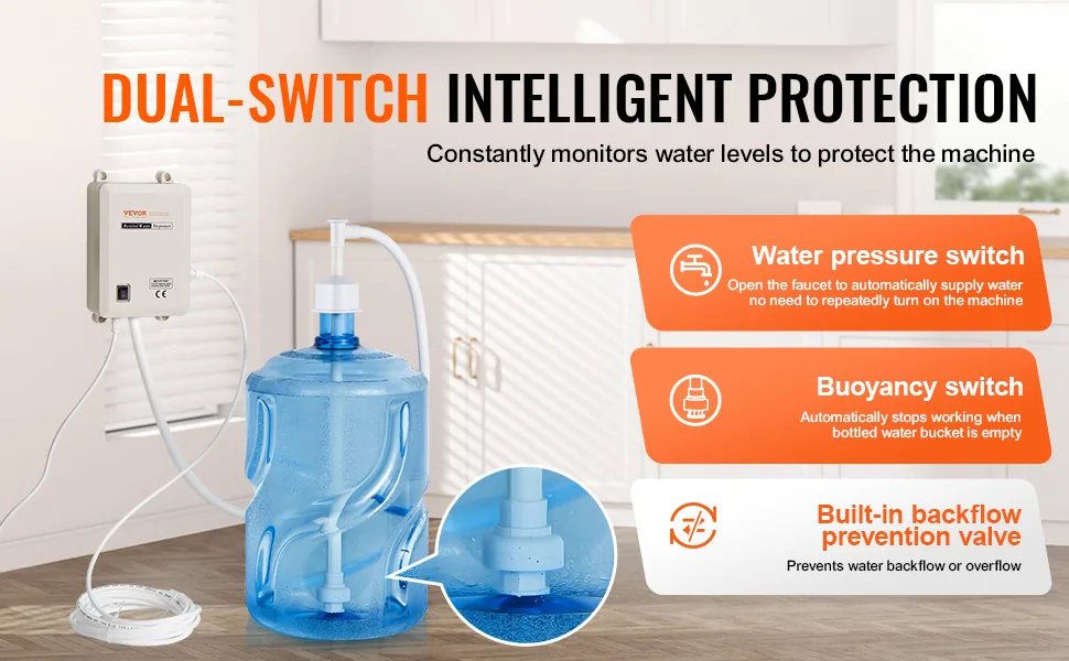 VEVOR Water Pump System for 5 Gallon Bottles Single Inlet Pi feature 2