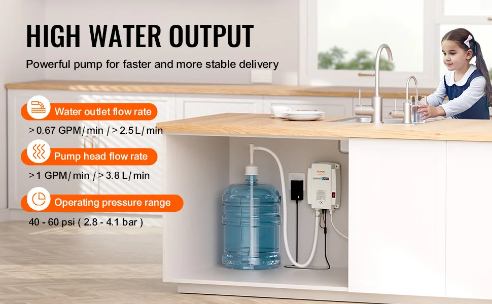 VEVOR Bottled Water Dispenser Pump System Single Inlet Pipe feature 1