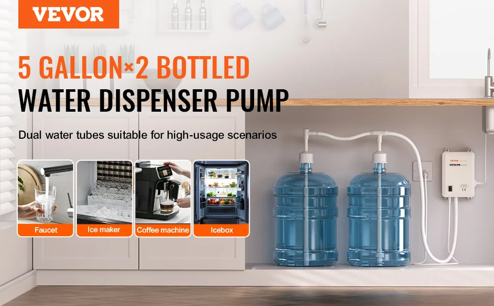 VEVOR Bottled Water Dispenser Pump System Double Inlet Pipe overview
