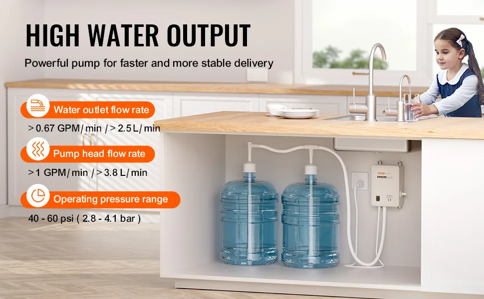 VEVOR Bottled Water Dispenser Pump System Double Inlet Pipe feature 1