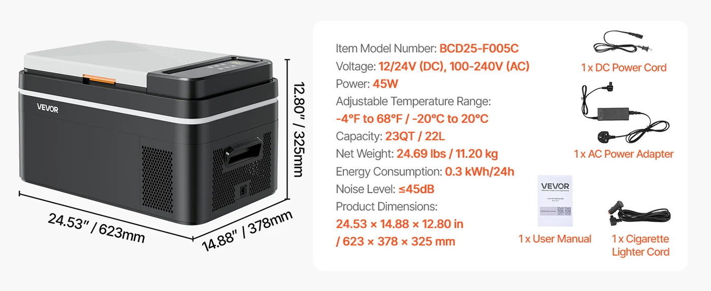 VEVOR Car Refrigerator 23QT feature 5
