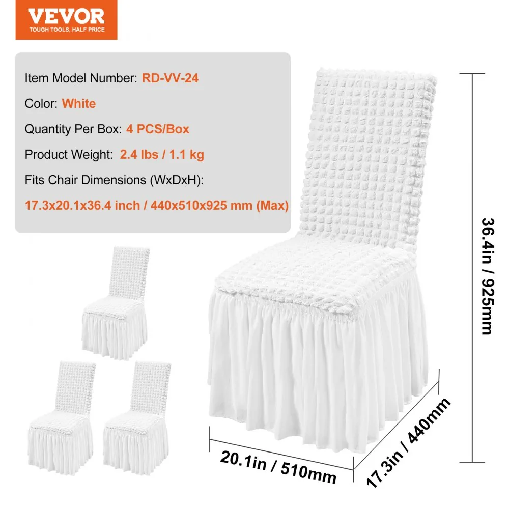 VEVOR Stretch Spandex Folding Chair Covers 4 PCS White-for B product image 7