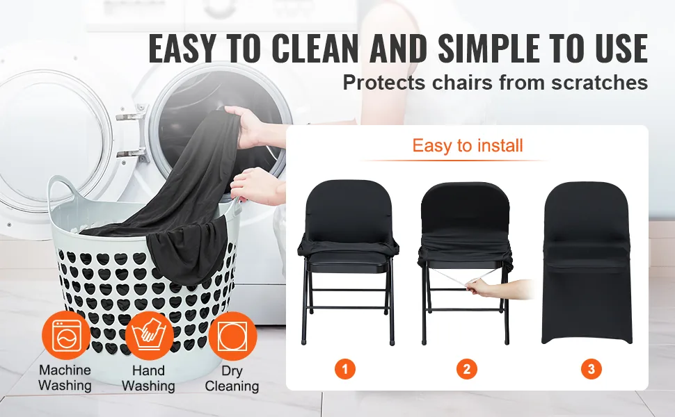 VEVOR Stretch Spandex Folding Chair Covers 100 PCS Black-for feature 3