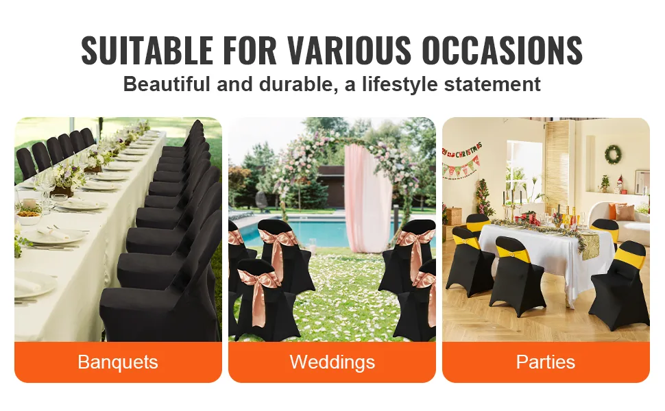 VEVOR Stretch Spandex Folding Chair Covers 100 PCS Black-for feature 4