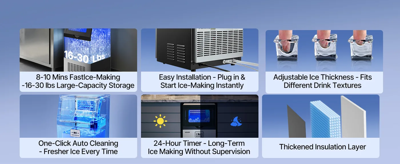 VEVOR commercial ice maker 100 lbs/24h overview