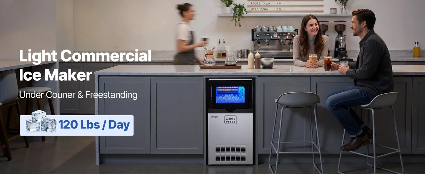 VEVOR commercial ice maker 120 lbs/24h overview