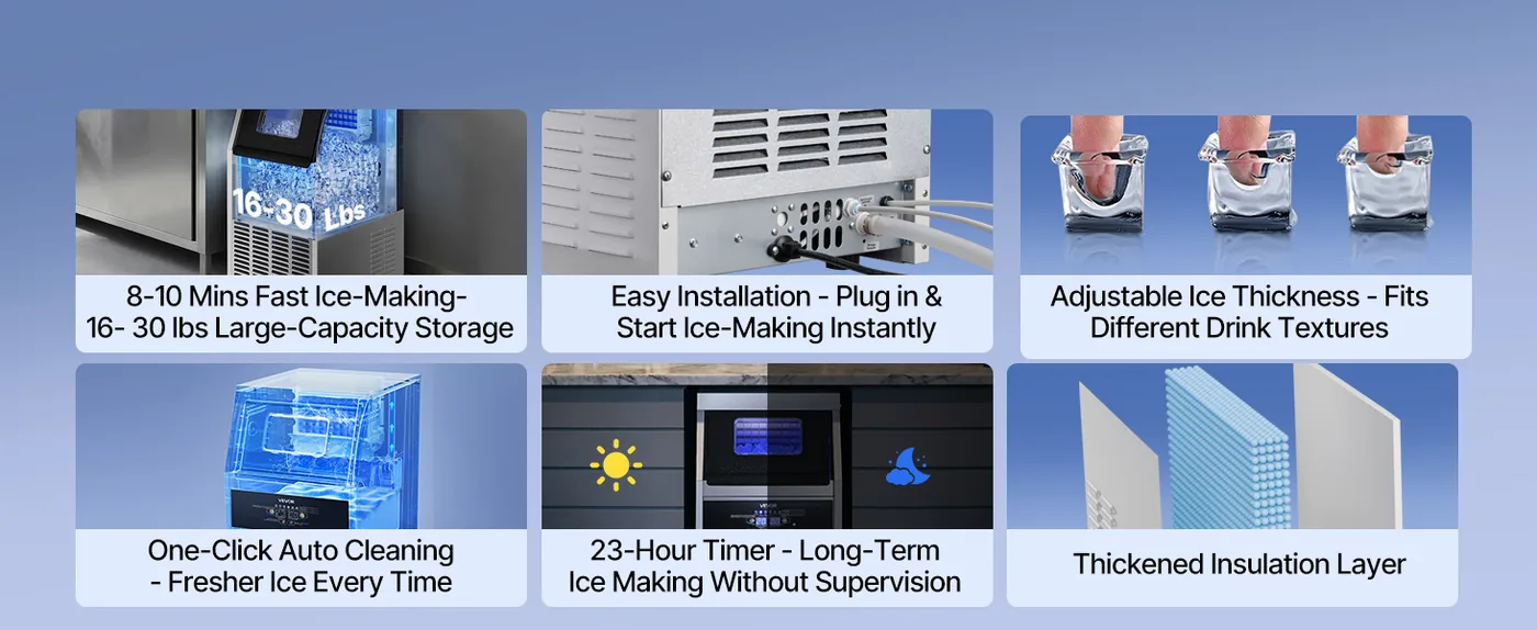 VEVOR commercial ice maker 150 lbs/24h overview