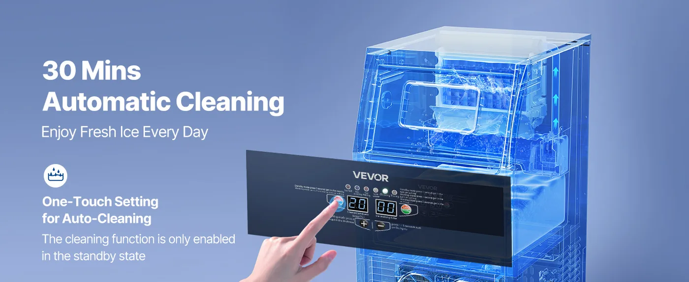 VEVOR Commercial Ice Maker 150 lbs/24h 30 lbs Storage Self-Cleaning Function
