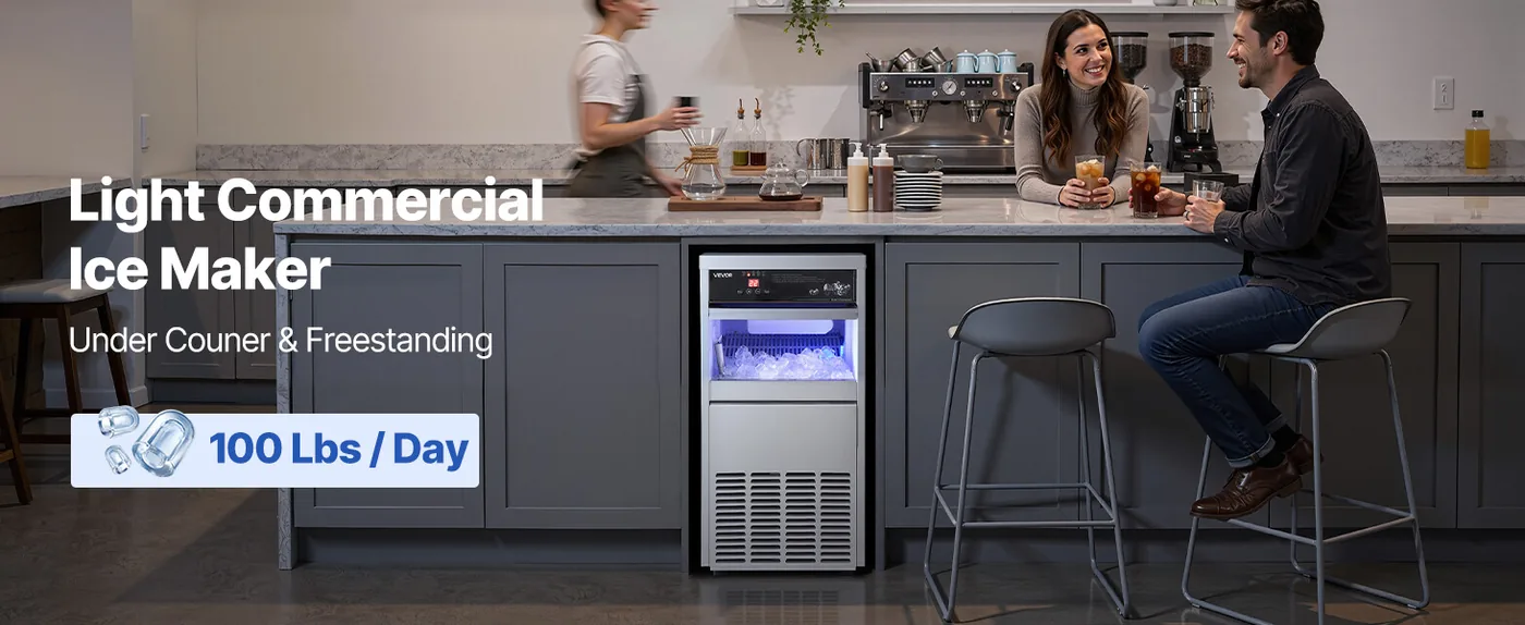 VEVOR commercial ice maker 100 lbs/24h overview