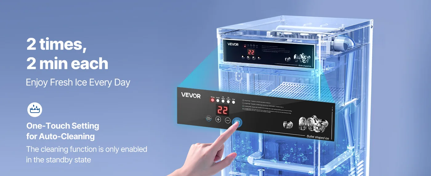 VEVOR Commercial Ice Maker 100 lbs/24h 30-35 lbs Storage Self-Cleaning Function