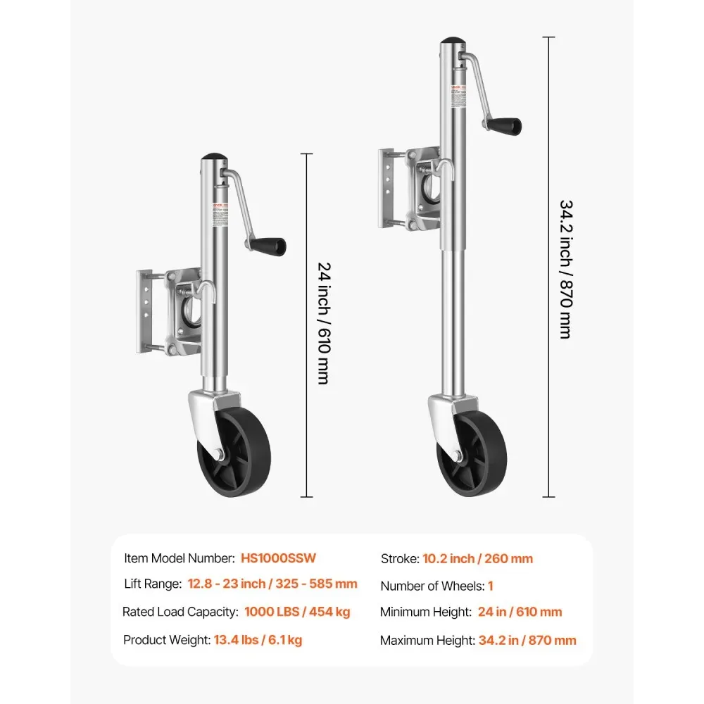 VEVOR trailer jack package contents