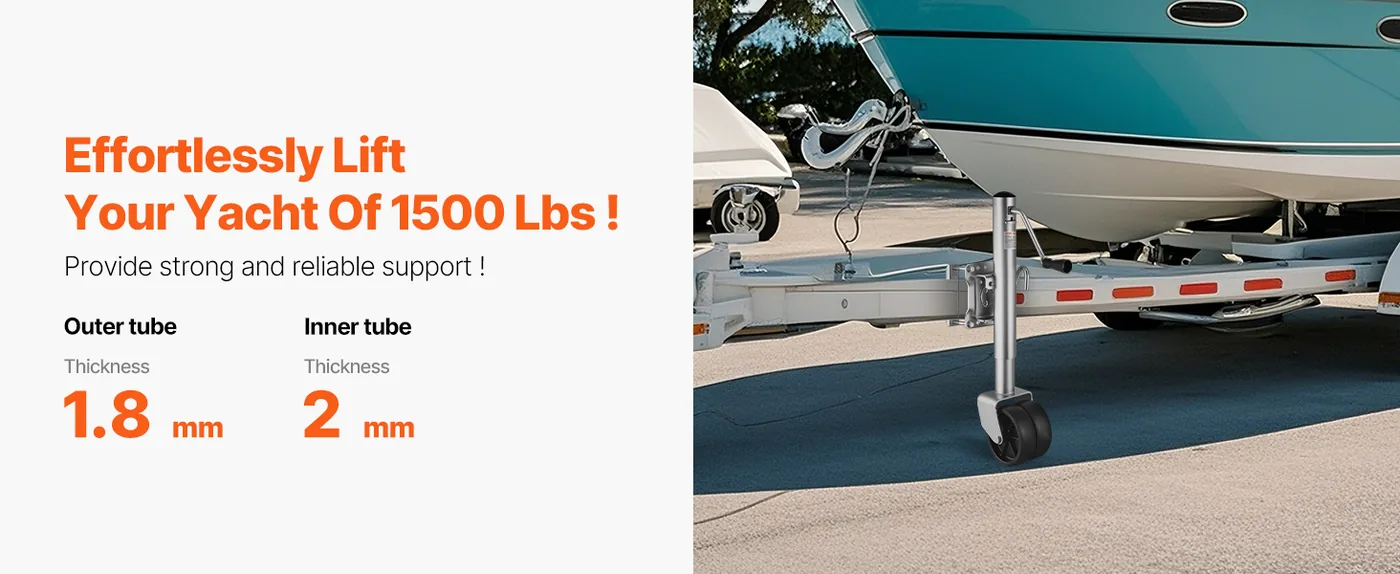 VEVOR Trailer Jack 1500 LBS with Wheel 12 in Lift overview