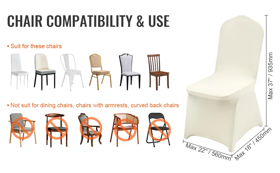 VEVOR Stretch Spandex Folding Chair Covers 30 PCS Beige-for feature 1