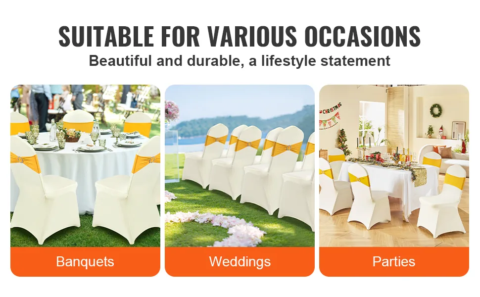 VEVOR Stretch Spandex Folding Chair Covers 30 PCS Beige-for feature 3