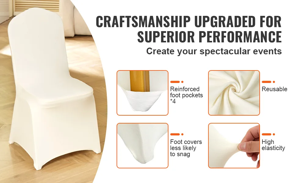 VEVOR Stretch Spandex Folding Chair Covers 50 PCS Beige-for overview
