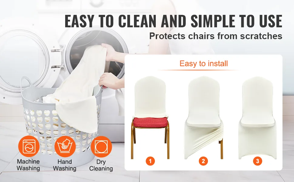 VEVOR Stretch Spandex Folding Chair Covers 50 PCS Beige-for feature 2