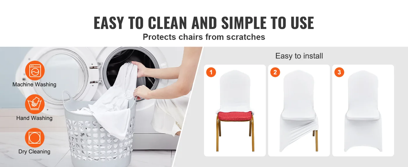VEVOR Stretch Spandex Folding Chair Covers 200 PCS White-for feature 2
