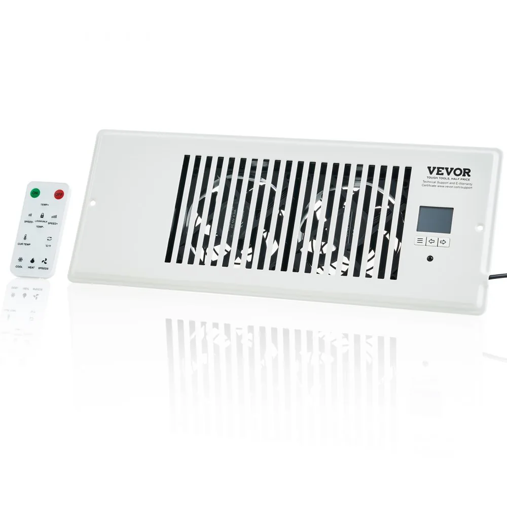 VEVOR 4 x 12 in white register booster fan front view