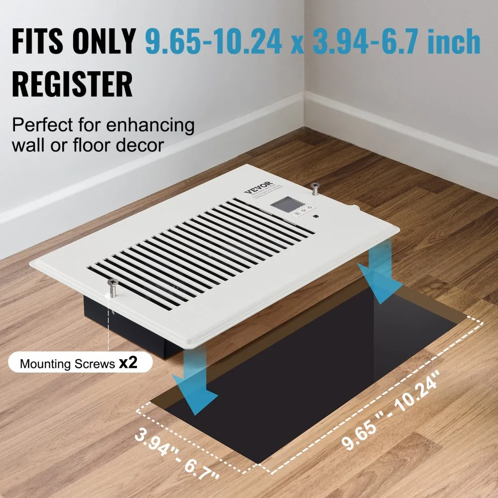 VEVOR 6 x 10 in register fan dimensions