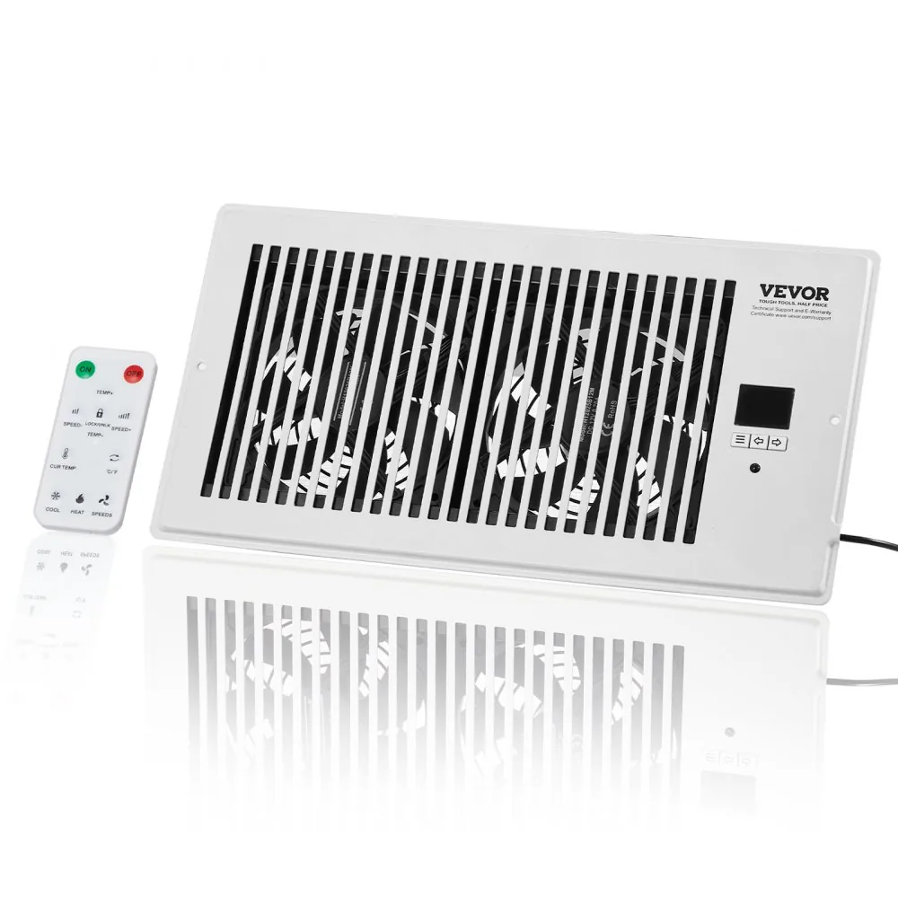 VEVOR 6 x 12 in white register booster fan front view